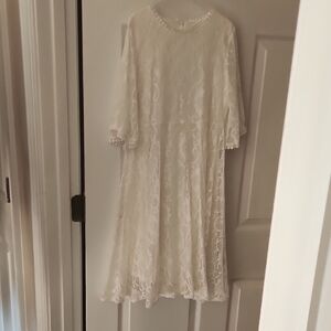 Delicate White Lace Midi Dress